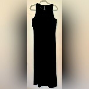 Vintage Carole Little Black Beaded Embroidered Evening Gown Dress
